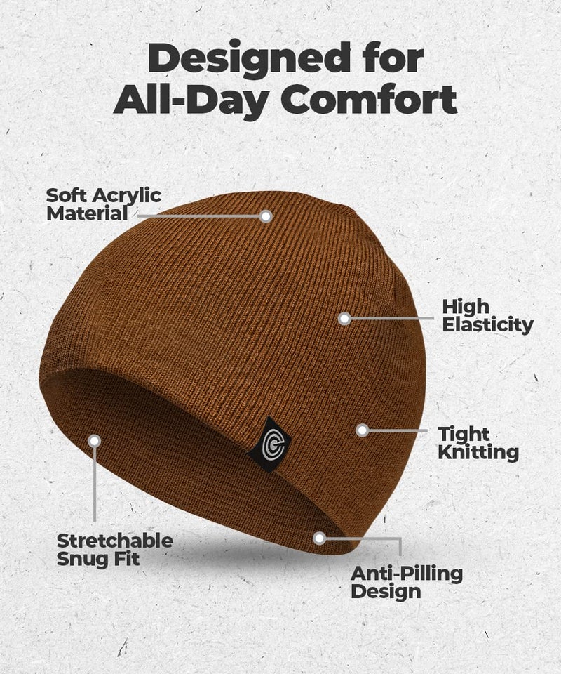 Revony Original Beanie Cap - Soft Knit Beanie Hat - Warm and Durable (Brown) - Image 4